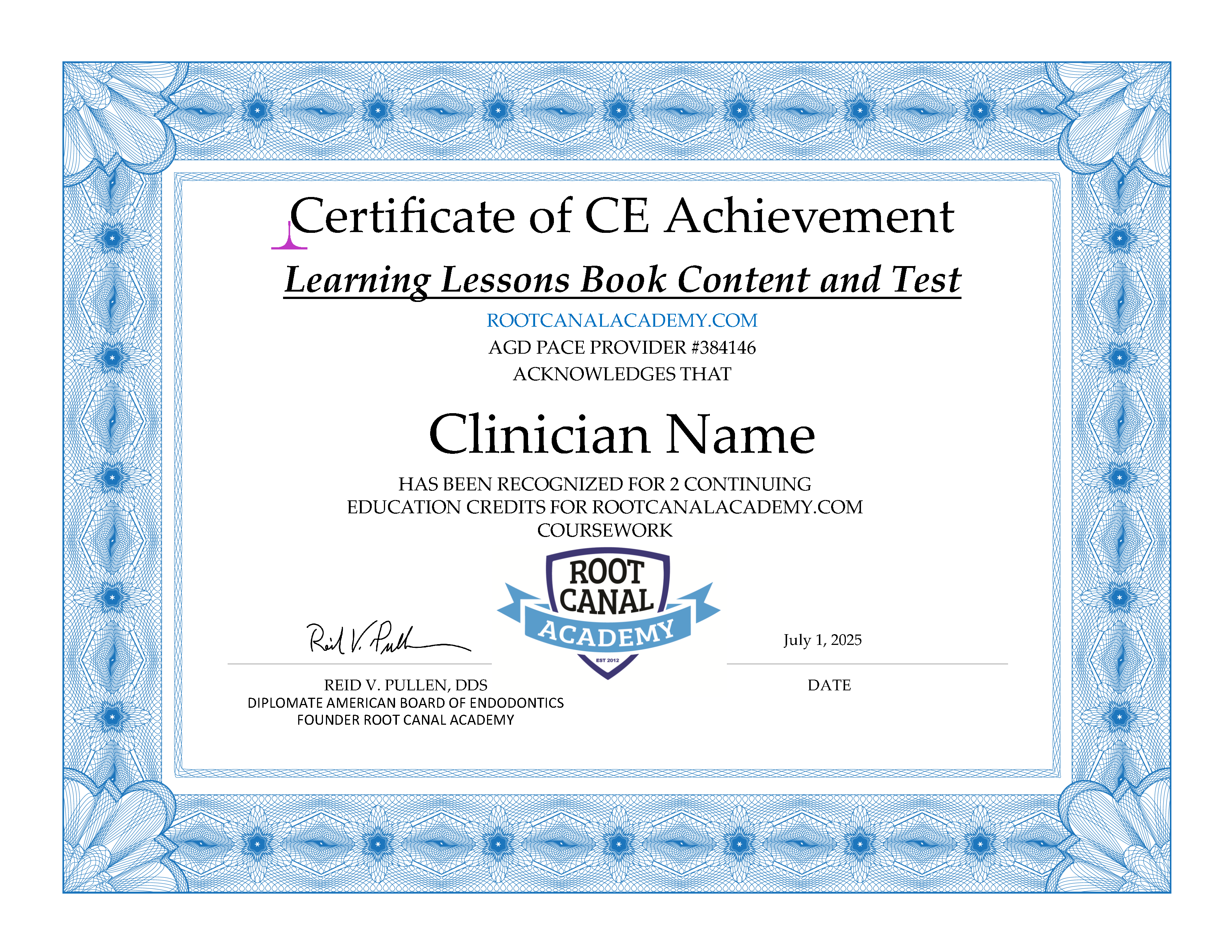 RCABookandTestCECertificateSample72005